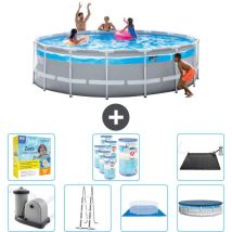 Intex - Piscine Round Prism Frame Clearview - 488 x 122 cm - Comprend des Accessoires CB50