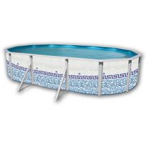 Kit piscine hors-sol acier TOI mosaico ovale 6.40 x 3.66 x 1.20m décor mosaïque