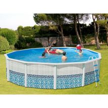 Kit piscine hors-sol acier TOI mosaico ronde Ø6.40 x 1.20m décor mosaïque