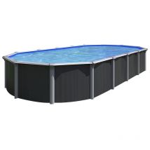 Trigano Piscine en métal osmose - 5,20 x 3,95 x h 1,32 m - échelle et kit de filtration - anthracite