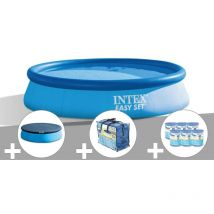 Intex - Kit piscine autoportée Easy Set 3,05 x 0,76 m (avec filtration) + Bâche à bulles + Bâche de protection + 6 cartouches de filtration