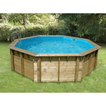 Ubbink - Piscine bois ocea octogonale Ø580x130cm liner bleu