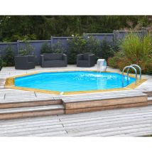 Ubbink - Piscine bois ocea octogonale Ø580x130cm liner gris