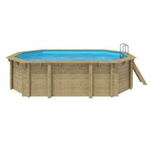Water Clip - waterclip - Piscine bois fsc octogonale 541 x 350 cm - 12m2 - Autoclave iv - Liner 70/100 - Rainurée languette + Filtration 8m3/h +