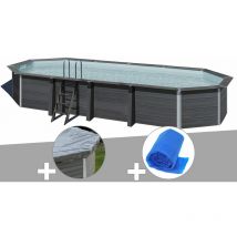 Kit piscine composite Gré Avant-Garde ovale 8,04 x 3,86 x 1,24 m + Bâche hiver + Bâche à bulles