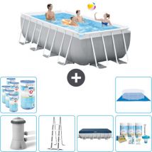 Piscine rectangulaire Intex - 400 x 200 x 122 cm - Grise - Comprend des Accessoires CB29
