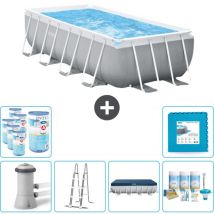 Intex - Piscine rectangulaire 400 x 200 x 100 cm - Grise - Comprend des Accessoires CB30