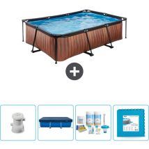 Exit Toys - Piscine rectangulaire à ossature bois exit - 220 x 150 x 65 cm - Comprend des Accessoires CB2