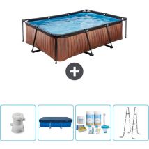 Exit Toys - Piscine rectangulaire à ossature bois exit - 220 x 150 x 65 cm - Comprend des Accessoires CB64