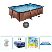 Exit Toys - Piscine rectangulaire à ossature bois exit - 220 x 150 x 65 cm - Comprend des Accessoires CB66
