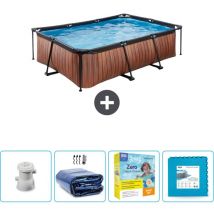 Exit Toys - Piscine rectangulaire à ossature bois exit - 220 x 150 x 65 cm - Comprend des Accessoires CB67