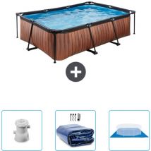 Exit Toys - Piscine rectangulaire à ossature bois exit - 220 x 150 x 65 cm - Comprend des Accessoires CB76