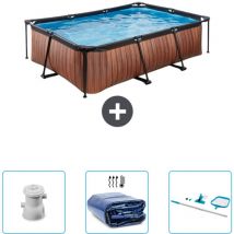 Piscine rectangulaire à ossature bois EXIT - 220 x 150 x 65 cm - Comprend des Accessoires CB78