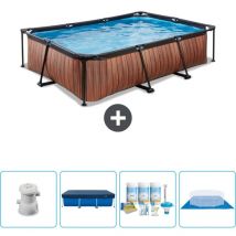Exit Toys - Piscine rectangulaire à ossature bois exit - 300 x 200 x 65 cm - Comprend des Accessoires CB1