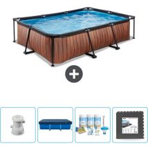 Exit Toys - Piscine rectangulaire à ossature bois exit - 300 x 200 x 65 cm - Comprend des Accessoires CB3