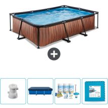 Exit Toys - Piscine rectangulaire à ossature bois exit - 300 x 200 x 65 cm - Comprend des Accessoires CB60