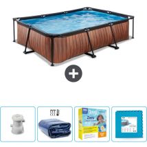 Exit Toys - Piscine rectangulaire à ossature bois exit - 300 x 200 x 65 cm - Comprend des Accessoires CB67