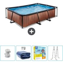 Exit Toys - Piscine rectangulaire à ossature bois exit - 300 x 200 x 65 cm - Comprend des Accessoires CB71