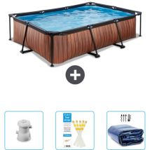 Exit Toys - Piscine rectangulaire à ossature bois exit - 300 x 200 x 65 cm - Comprend des Accessoires CB74
