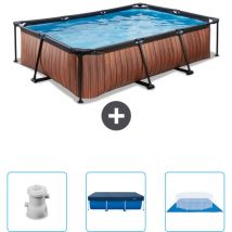 Exit Toys - Piscine rectangulaire à ossature bois exit - 300 x 200 x 65 cm - Comprend des Accessoires CB76