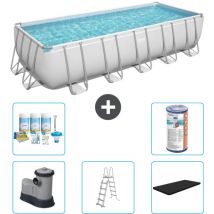 Piscine Rectangulaire Bestway Power Steel - 640 x 274 x 132 - Grise - Comprend des Accessoires CB29