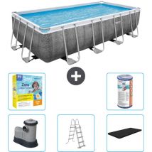 Piscine Rectangulaire Bestway Power Steel - Impression Rotin - 549 x 274 x 122 - Comprend des Accessoires CB33