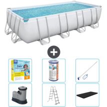 Piscine Rectangulaire Bestway Power Steel - 549 x 274 x 122 - Grise - Comprend des Accessoires CB36 - Grey