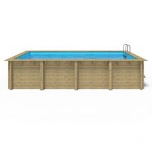 WATERCLIP - Piscine bois FSC rectangulaire 620 x 300 cm - Autoclave IV - Liner 70/100 - Rainurée languette + Filtration 11m3/h + Echelle - ELLY