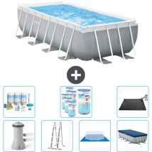 Intex - Piscine rectangulaire 488 x 244 x 107 cm - Grise - Comprend des Accessoires CB44