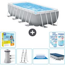 Intex - Piscine rectangulaire 488 x 244 x 107 cm - Grise - Comprend des Accessoires CB47