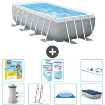 Intex - Piscine rectangulaire 488 x 244 x 107 cm - Grise - Comprend des Accessoires CB52