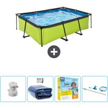 Piscine Rectangulaire Structure Chaux EXIT - 220 x 150 x 65 cm - Comprend des Accessoires CB72