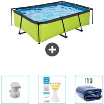 Exit Toys - Piscine Rectangulaire Structure Chaux exit - 220 x 150 x 65 cm - Comprend des Accessoires CB74