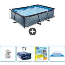 Exit Toys - Piscine Rectangulaire Structure en Pierre exit - 220 x 150 x 65 cm - Comprend des Accessoires CB66