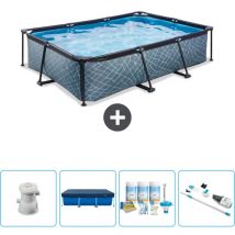 Piscine Rectangulaire Structure en Pierre EXIT - 300 x 200 x 65 cm - Comprend des Accessoires CB5