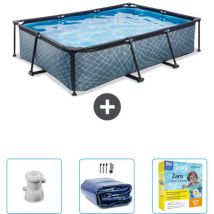 Exit Toys - Piscine Rectangulaire Structure en Pierre exit - 300 x 200 x 65 cm - Comprend des Accessoires CB70