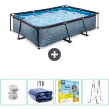 Exit Toys - Piscine Rectangulaire Structure en Pierre exit - 300 x 200 x 65 cm - Comprend des Accessoires CB71