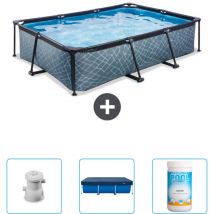 Exit Toys - Piscine Rectangulaire Structure en Pierre exit - 300 x 200 x 65 cm - Comprend des Accessoires CB75