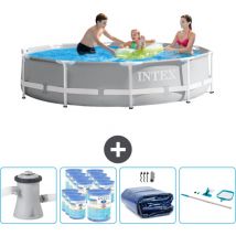 Round Prism Frame Swimming Pool – 305 x 76 cm – Grau – Inklusive Zubehör CB90 - Intex