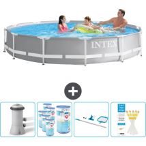 Round Prism Frame Swimming Pool – 366 x 76 cm – Grau – Inklusive Zubehör CB94 - Intex