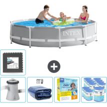 Round Prism Frame Swimming Pool – 305 x 76 cm – Grau – Inklusive Zubehör CB24 - Intex