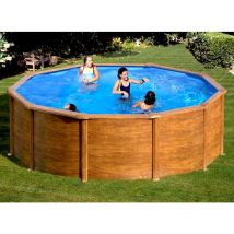 GRE - Piscine acier aspect bois Sicilia ronde 3,70 x 1,22 m - Gré