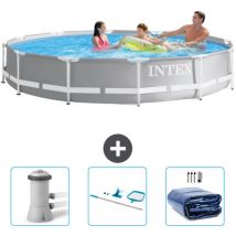 Intex - Piscine ronde prisme frame 366 x 76 cm - Grise - Incluse Accessoire CB81