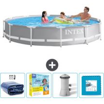 Intex - Piscine ronde prisme frame 366 x 76 cm - Grise - Incluse Accessoire CB9