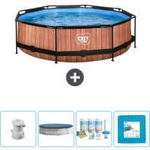 Exit Toys - Piscine Ronde Structure Bois exit - 300 x 76 cm - Comprend des Accessoires CB16