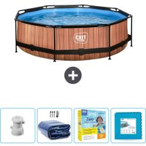 Exit Toys - Piscine Ronde Structure Bois exit - 300 x 76 cm - Comprend des Accessoires CB23