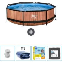 Exit Toys - Piscine Ronde Structure Bois exit - 300 x 76 cm - Comprend des Accessoires CB24