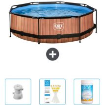 Exit Toys - Piscine Ronde Structure Bois exit - 300 x 76 cm - Comprend des Accessoires CB85
