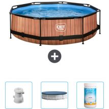 Piscine Ronde Structure Bois EXIT - 300 x 76 cm - Comprend des Accessoires CB87