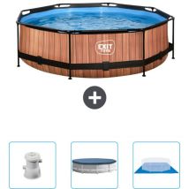 Exit Toys - Piscine Ronde Structure Bois exit - 300 x 76 cm - Comprend des Accessoires CB88
